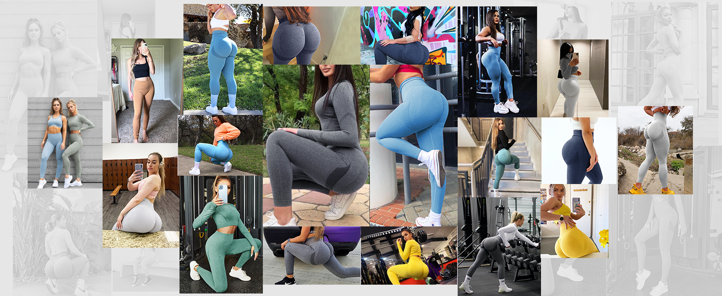 A AGROSTE Scrunch Butt Lifting Seamless Leggings Booty High Waisted Workout  Yoga Pants Anti-Cellulite Scrunch Pants Grey-S 