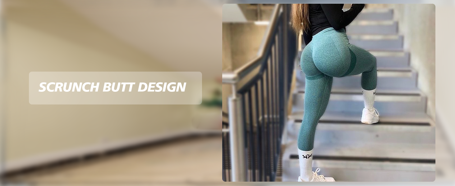 A AGROSTE Scrunch Butt Lifting Seamless Leggings Booty High Waisted Workout  Yoga Pants Anti-Cellulite Scrunch Pants Light Blue-M 